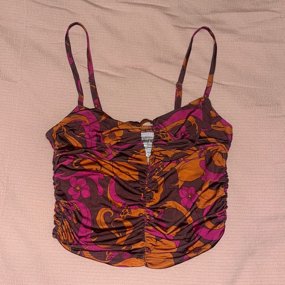Urban Outfitters Brown Floral Crop Top